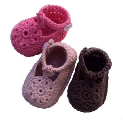 006 Flower Motif Baby Shoes
