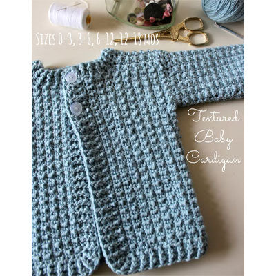 046 Textured Baby Hat & Cardigan