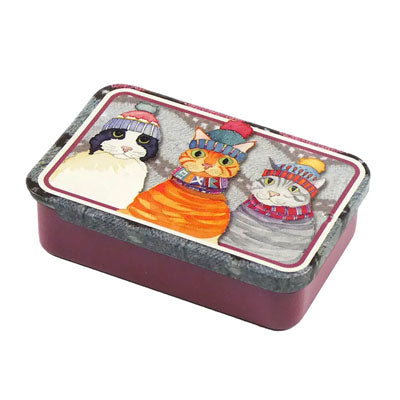 Emma Ball Cats in Hats Stitch Markers in a pocket tin (set of 6)