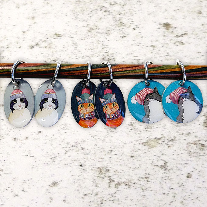 Emma Ball Cats in Hats Stitch Markers (set of 6)