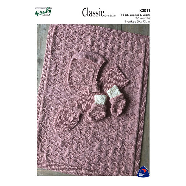 K3011 Gansey Love Pram Accessories - Hood, Scarf, Booties & Blanket