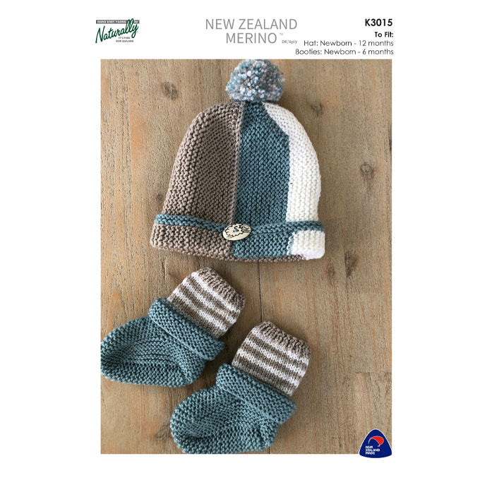 K3015 Vertical Garter Stitch Beanie & Booties