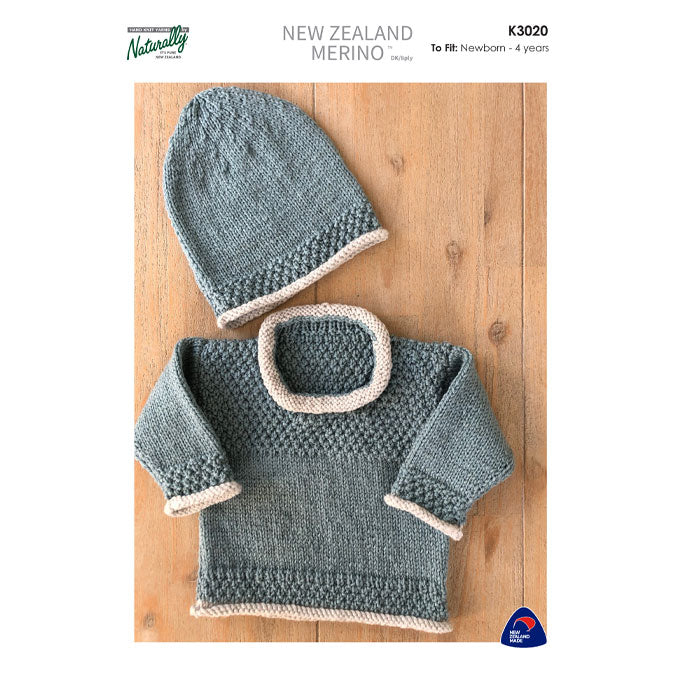 K3020 Sweater & Hat with Contrast Edges