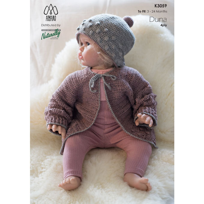 K3059 Crochet Jacket & Beanie for Babies