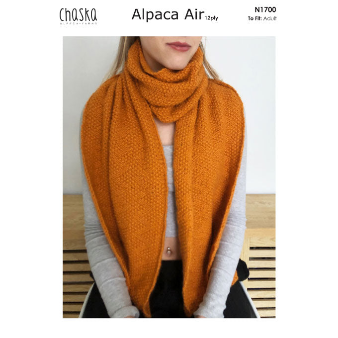 N1700 Moss Stitch Zig Zag Scarf