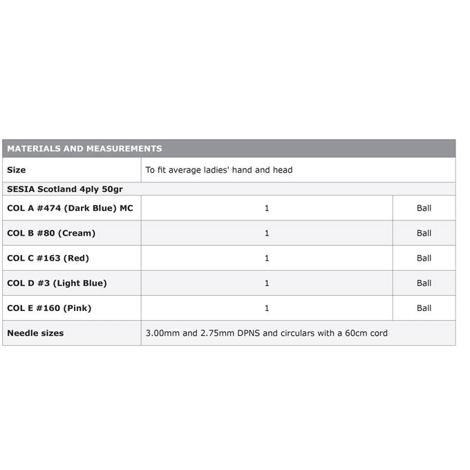 N1715 Fair Isle Fingerless Gloves & Beanie