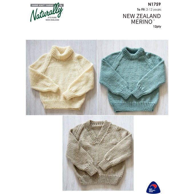 N1759 Raglan Jumper for Children with Polo Neck, Crew Neck and V-Neck Options