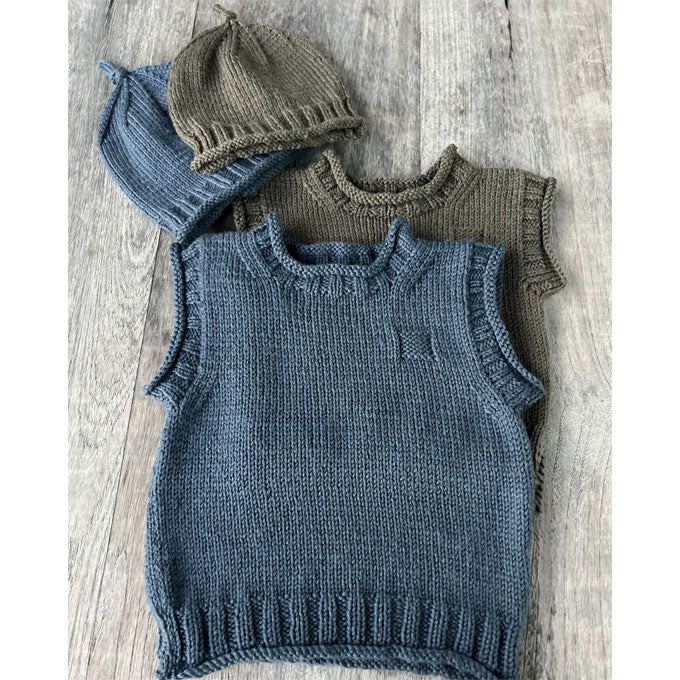 Rudy Rolled Edge Vest & Hat  8ply