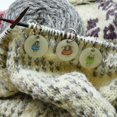Emma Ball Sheep in Sweaters Stitch Markers in a pocket tin (set of 6)