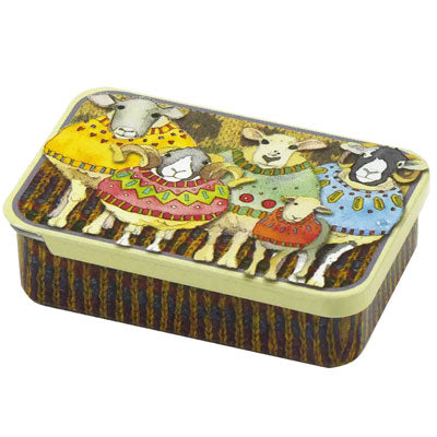 Emma Ball Sheep in Sweaters Stitch Markers in a pocket tin (set of 6)