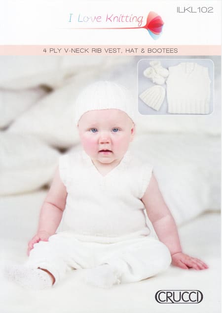 102 V-Neck Rib Vest, Hat & Bootees