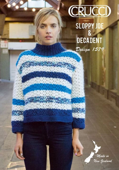 1579 Roll Collar Mesh Sweater