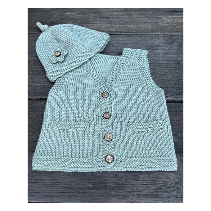 Ava & Archie Vest & Hat  8ply