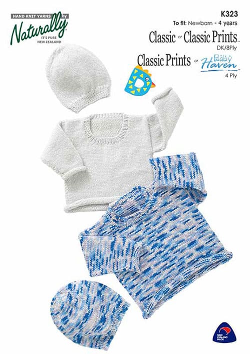 K323 Rolled Edge Sweater & Hat in 4ply/8ply