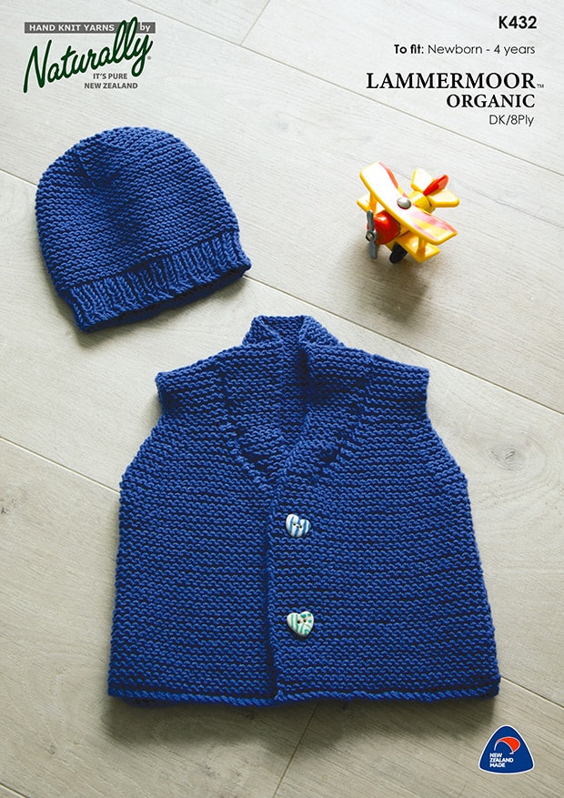K432 Garter Stitch Vest & Hat