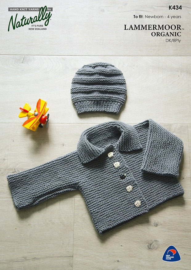 K434 Garter Stitch Jacket & Hat
