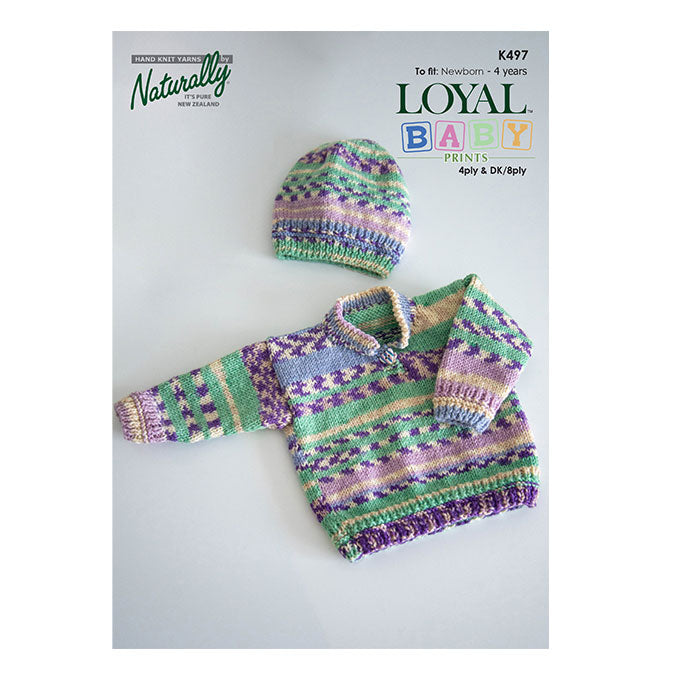 K497 Sweater & Hat in 4ply & 8ply/DK