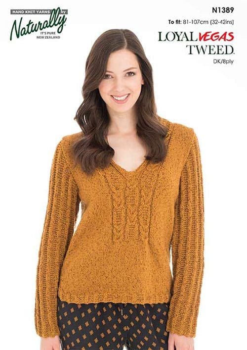 N1389 V-Neck & Cable Sweater