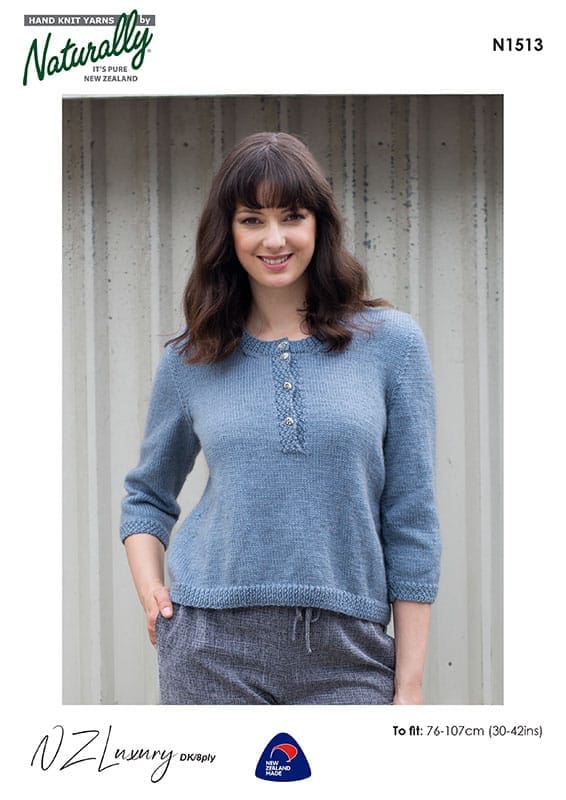 N1513 3/4 Sleeves, Buttoned Jumper