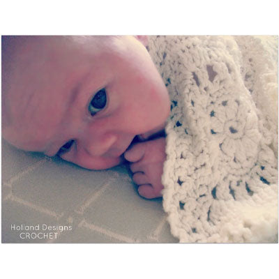 016 Flower Motif Baby Blanket