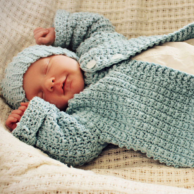 046 Textured Baby Hat & Cardigan