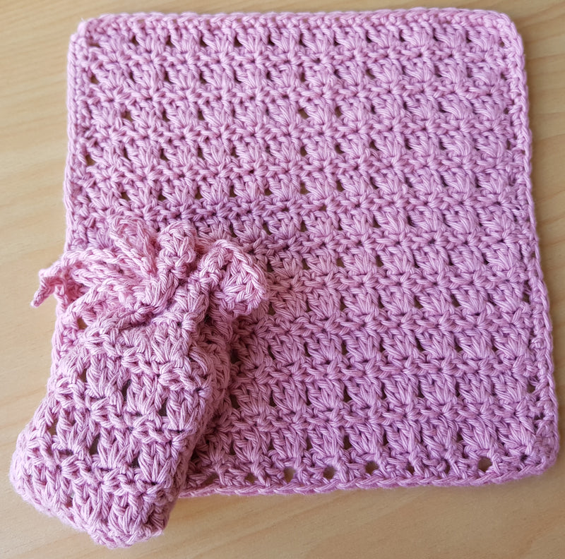 John Q Crocheted Facecloth and Soap Bag Pattern