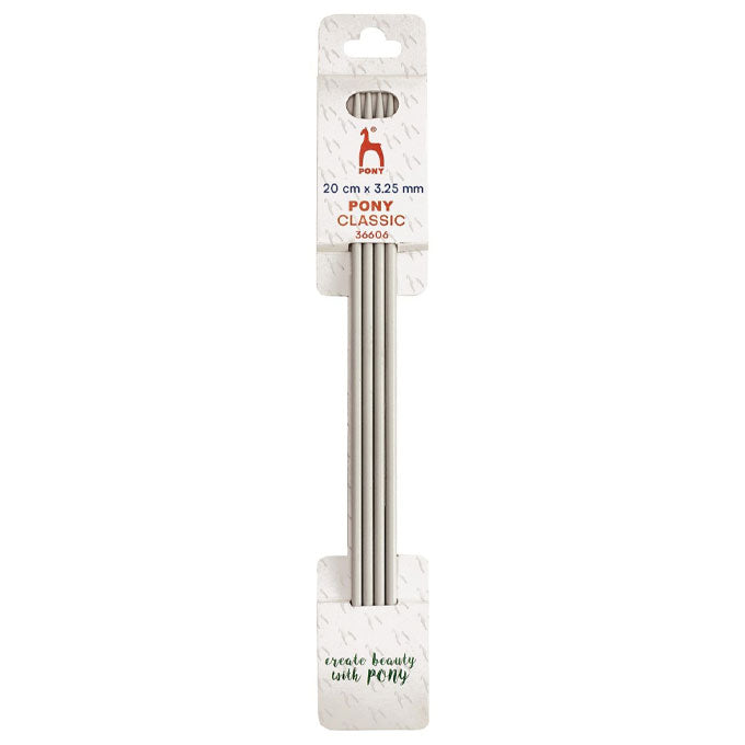 Pony Classic Metal Double Point Needles (DPN) – 3.25mm 20cm