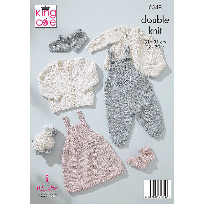 6549 Dungarees, Pinafore, Sweater, Cardigan & Bootees