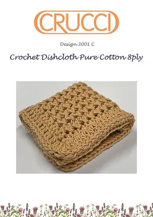 Crucci Crochet Dishcloth Pure Cotton 8ply