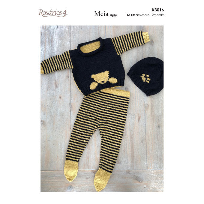 K3016 Striped Tights, Teddy Jumper & Beanie