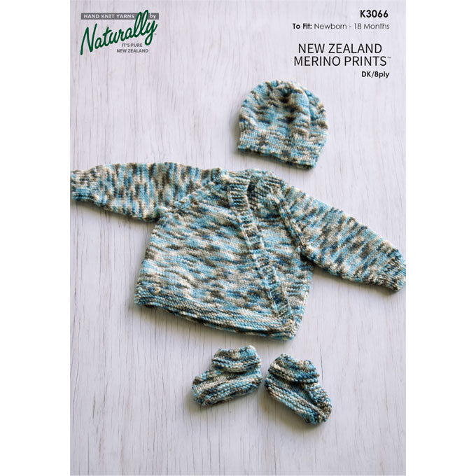 K3066 Crossover Cardigan, Hat & Booties