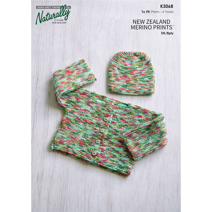 K3068 Garter Stitch Baby Jacket & Hat