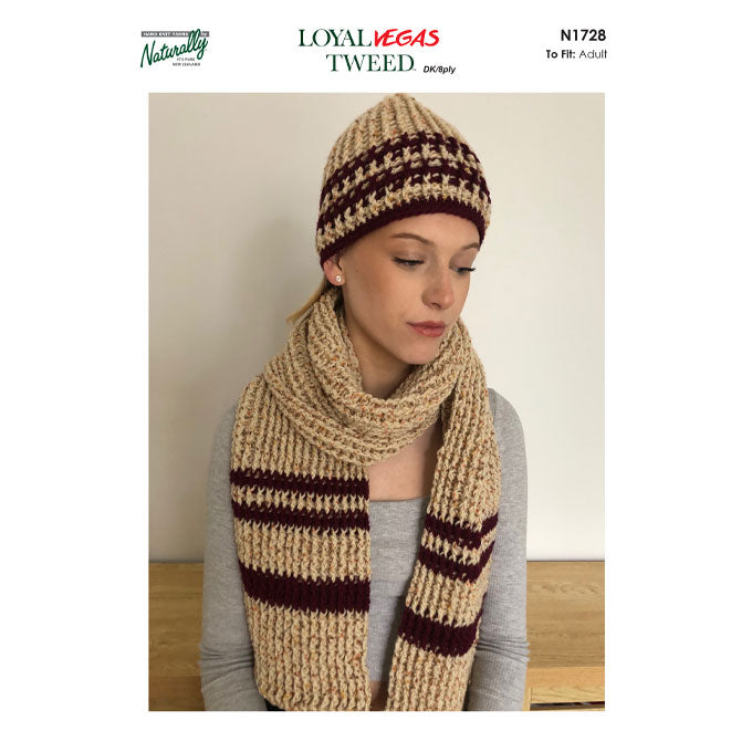 N1728 Crochet Rib Beanie & Scarf