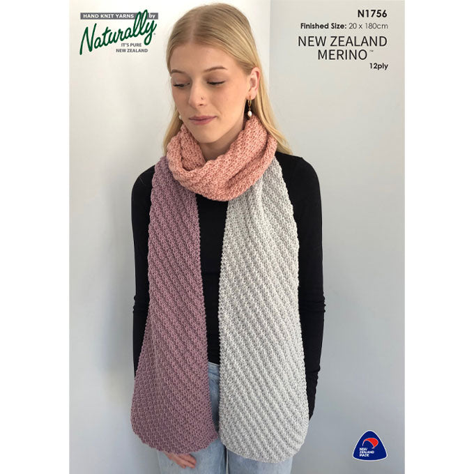 Diagonal Knit Scarf N1756 Multi Coloured Diagonal Rib Scarf
