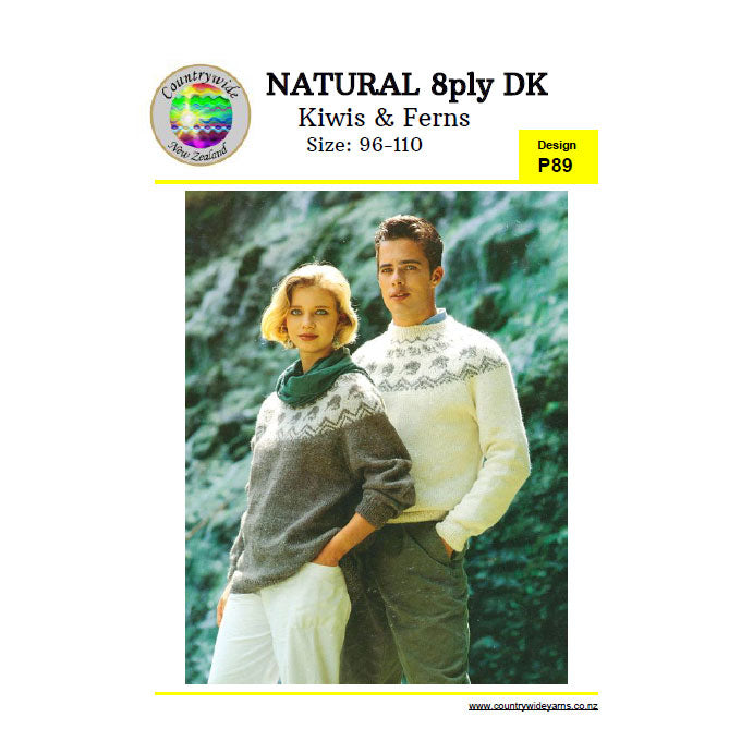 P89 Circular Yoke Sweater with Kiwis and Ferns
