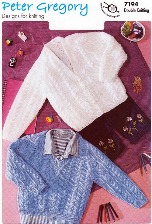 7194 Cabled Sweater & Cardigan