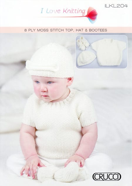 ILKL204 Moss Stitch Top, Hat & Bootees