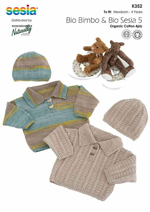 K352 Textured or Stocking Stitch Sweater & Hat