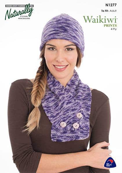 N1277 Hat & Buttoned Short Scarf*