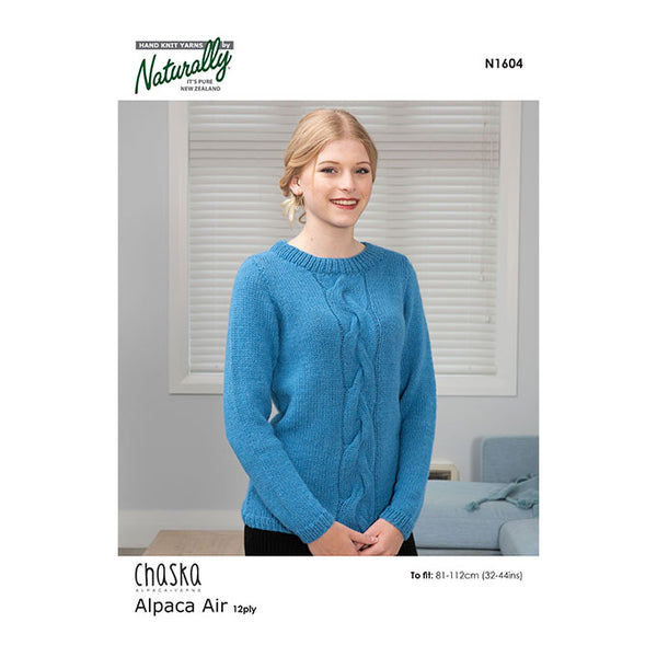 N1604 Sweater with Large Cable at Front
