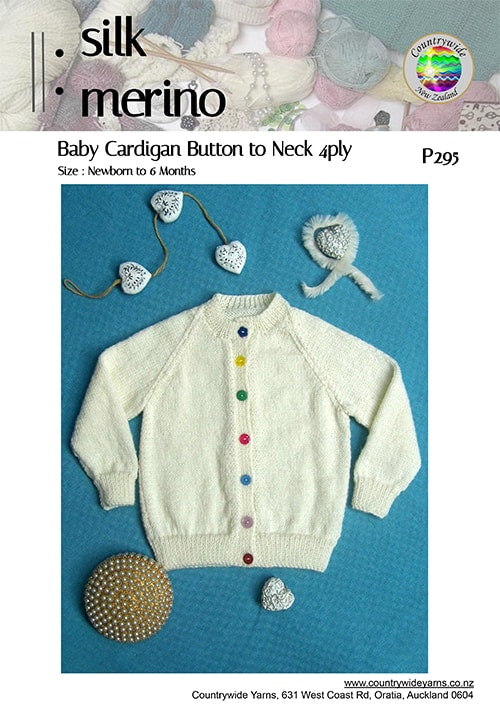 P295 Baby Cardigan Button to Neck
