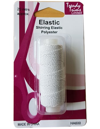 Elastic Shirring Elastic Polyester White