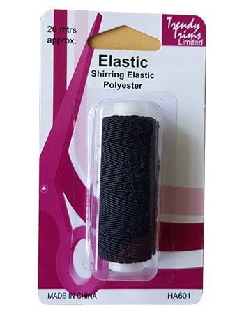 Elastic Shirring Elastic Polyester Black