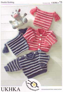 UKHKA 75 Sweater, Cardigan & Hat  8ply