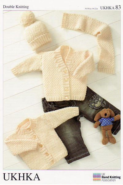 UKHKA 83 Cardigans, Hat & Scarf  8ply